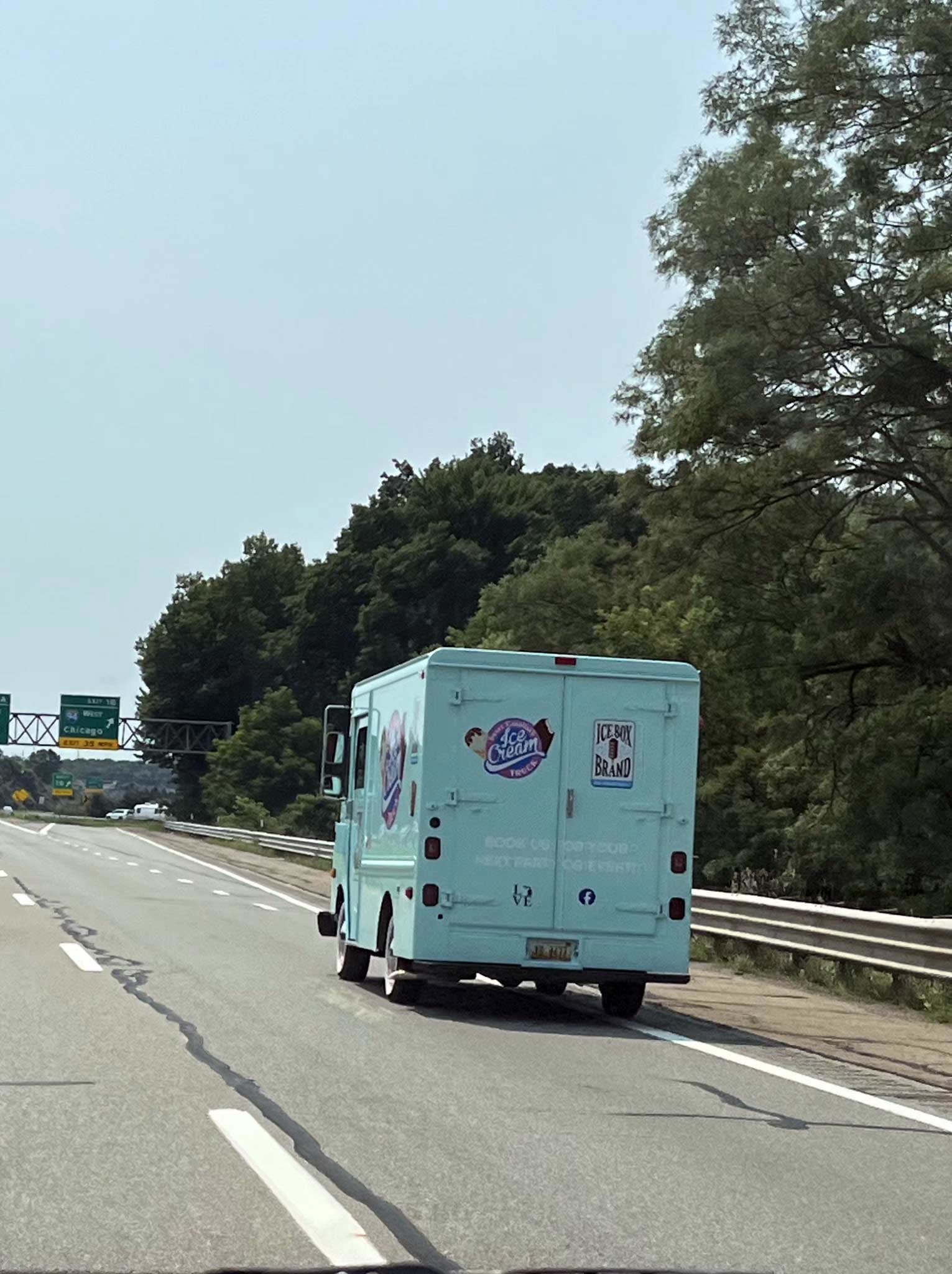 sweet carolines ice cream truck headed to chicago on highway